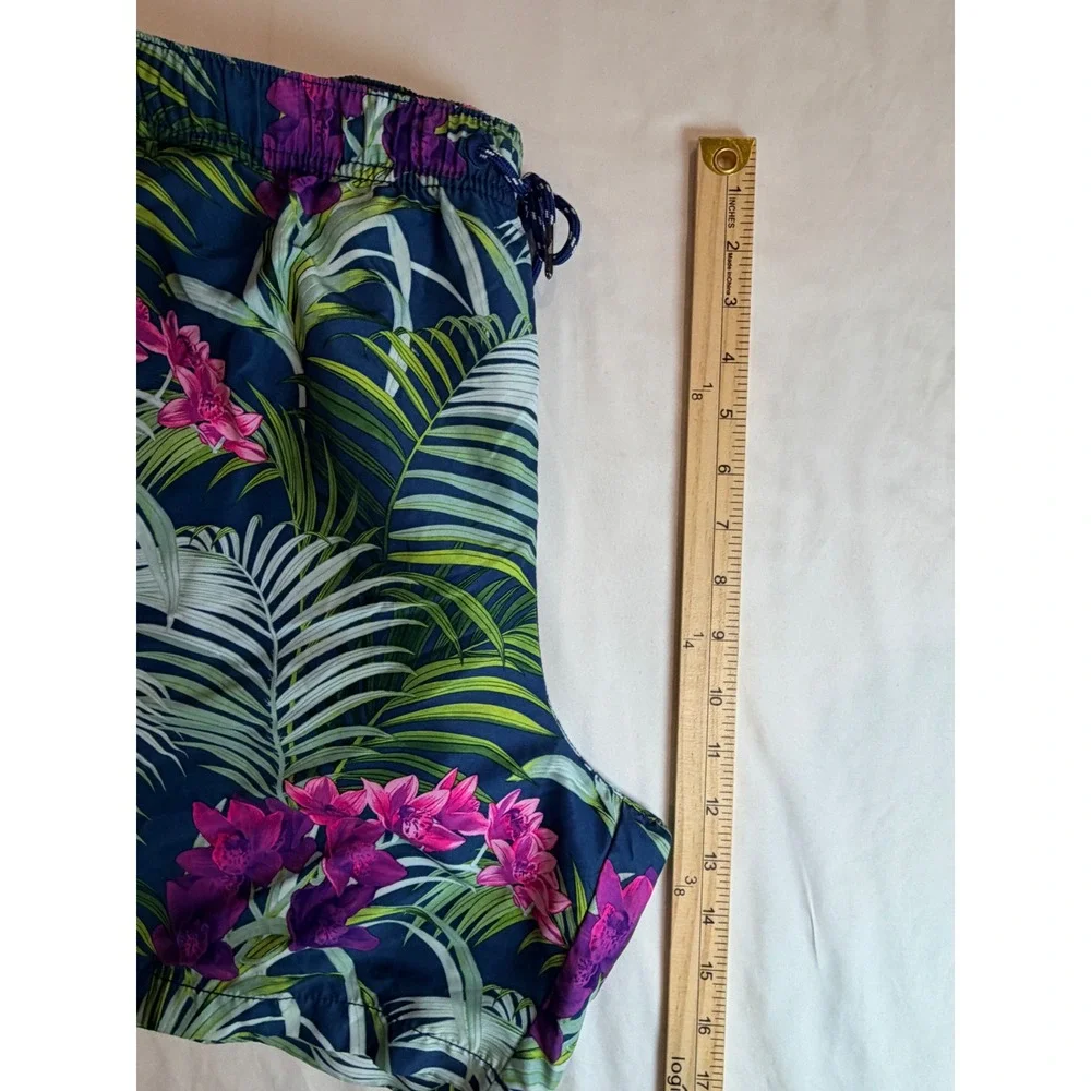 Tommy Bahama Mens Swim Trunks Blue Large Tropical Floral Palm Cargo Shorts Beach